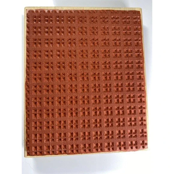 Stampin Up! Stipple Plaid 2001 Large Wood Mount Block Stamp Used Once - Picture 6 of 10